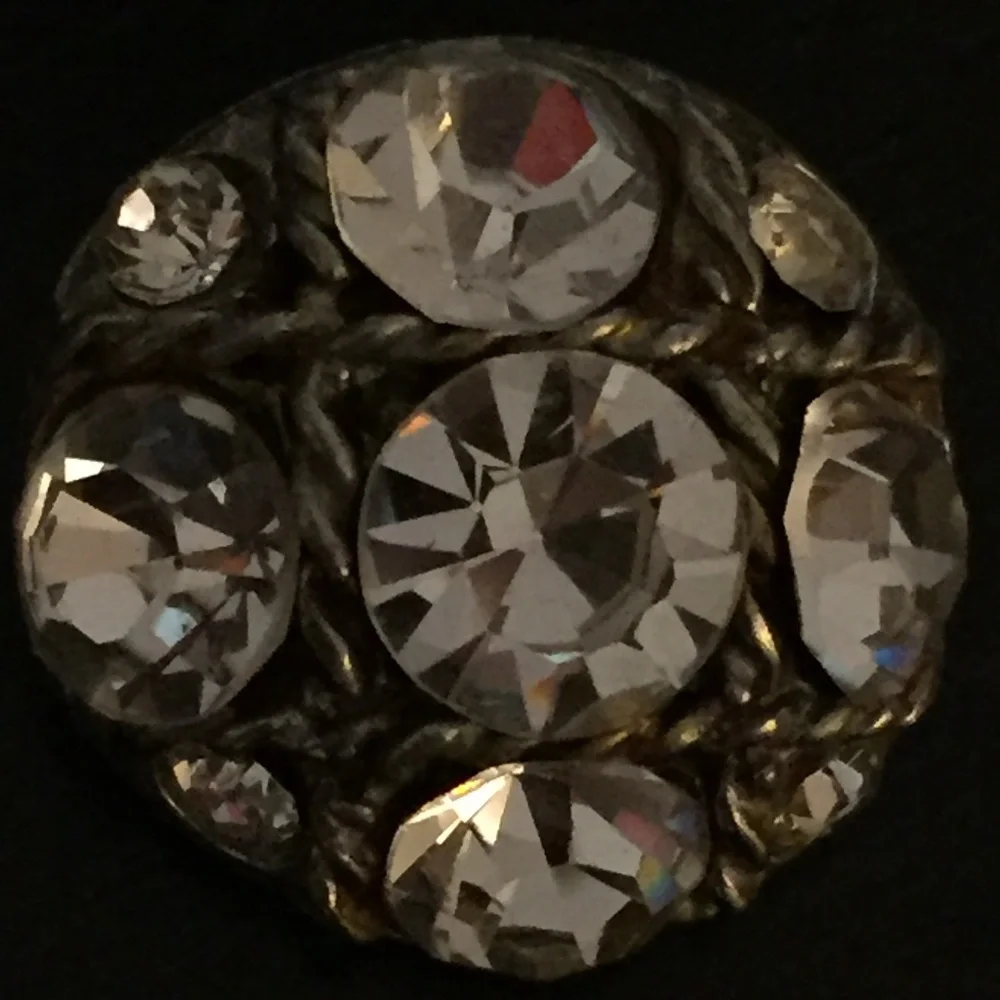 Vintage 50s Rhinestone Metal Buttons Lot of 12 Large Round Sewing Craft 13/16